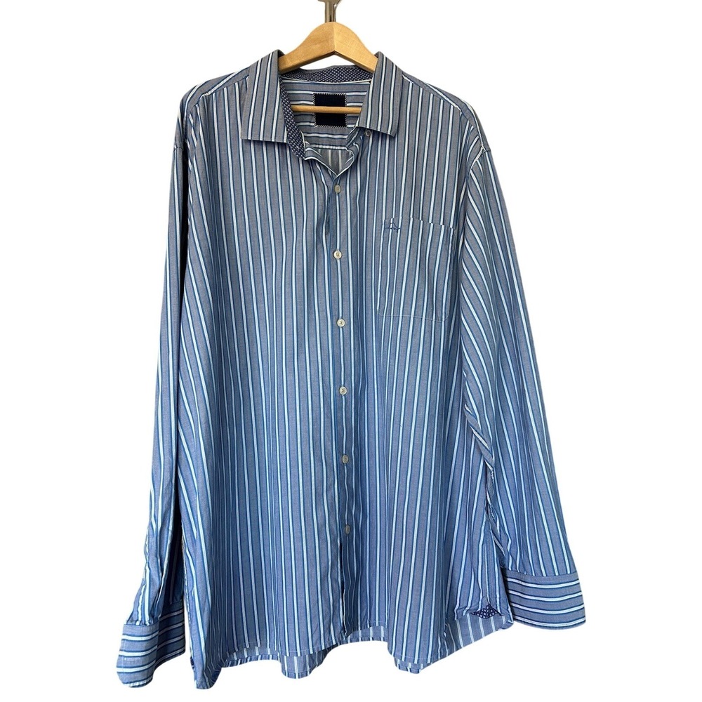 Tommy Bahama Shirt Surf The Line Santorini Blue Striped 3XL Preppy Pima Cotton